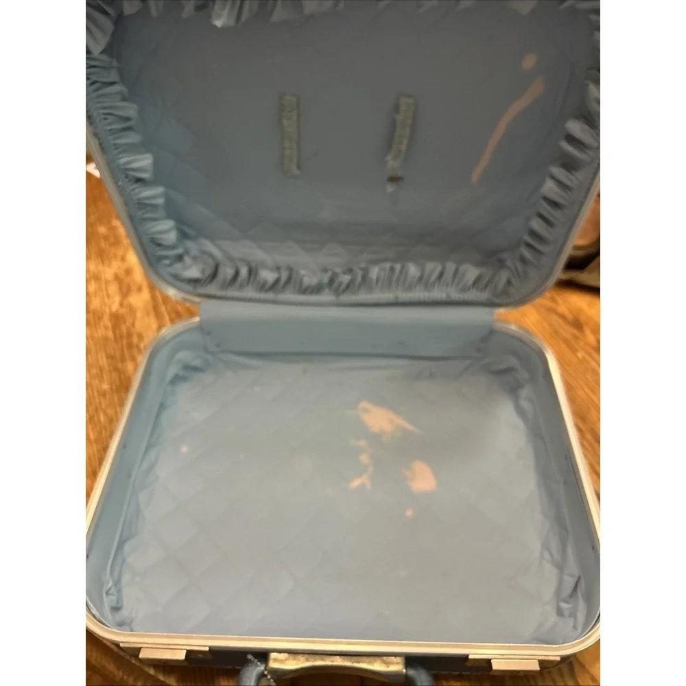Vintage 1960's Mid Century Blue Hardshell Mod Travel Smart Suitcase/Luggage
